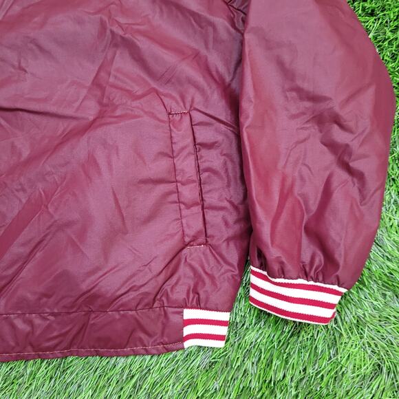 Vintage 80s MOD Varsity Jacket Women XL 25x23 Burgundy Baggy - Picture 11 of 12